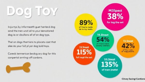 Colorful graphic of dog toy injury statistics highlighting safe dog toys.
