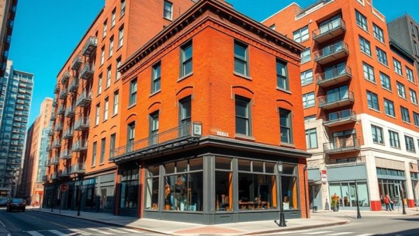 Charming urban building in Denver reflecting growth, sunny day.
