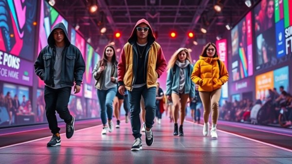 Models at Denver Fashion Week Streetwear Show on vibrant runway