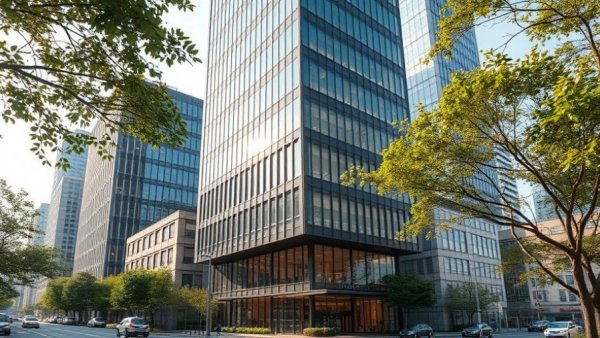 Modern high-rise building in Denver, showcasing urban development.
