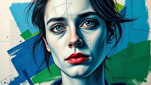 Artistic portrait with geometric design, OpenAI erotica claims context.