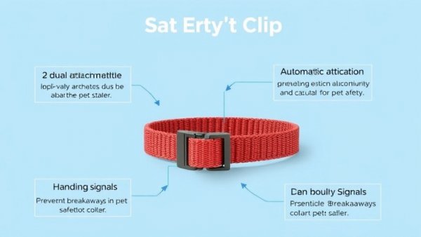 Dog collar safety clip infographic highlighting redundant protection features.