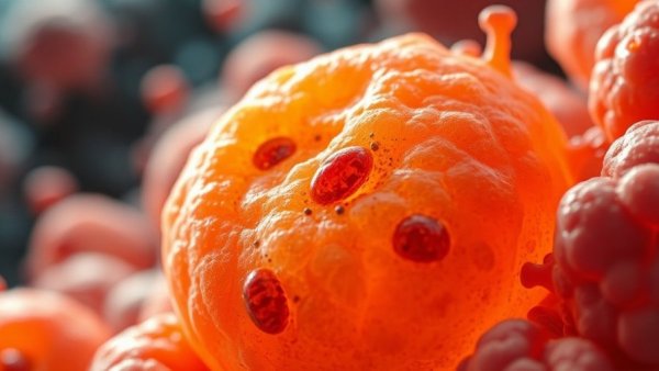 Detailed macrophotography of fat cells related to obesity.
