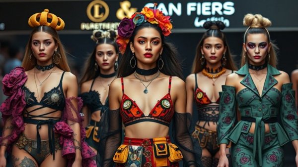 Denver Fashion Week MAXIMALISM Show models in vibrant outfits on runway.