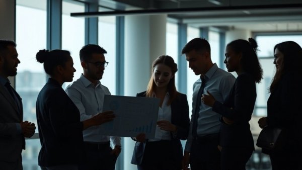 Financial advice for Black Friday, diverse group analyzing charts.