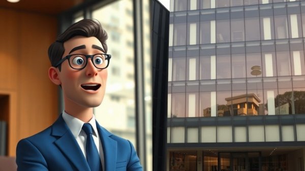 Trump speaking, media building in urban setting.