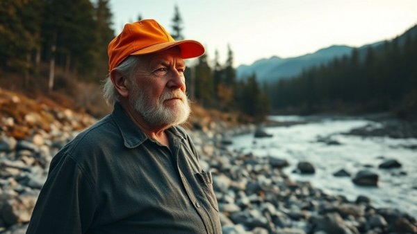 Man surveying flood recovery in southwestern Colorado riverbank.