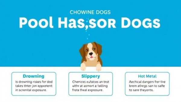 Infographic on pool hazards, dog pool safety tips.