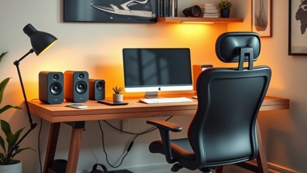 Modern workspace showcasing best Mac accessories 2025 on wooden desk.