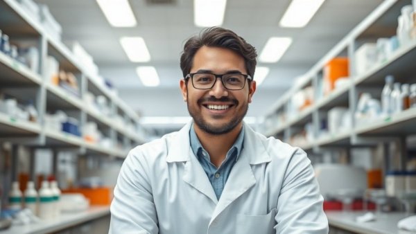 Scientist in a lab coat in a modern laboratory for outbreak surveillance network.