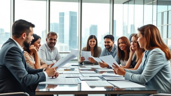 Group discussing current savings and CD rates in office.