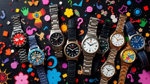 Colorful AI-DADA watch customization with artistic designs.