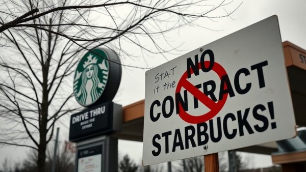 Starbucks worker strike expansion visual with protest sign.
