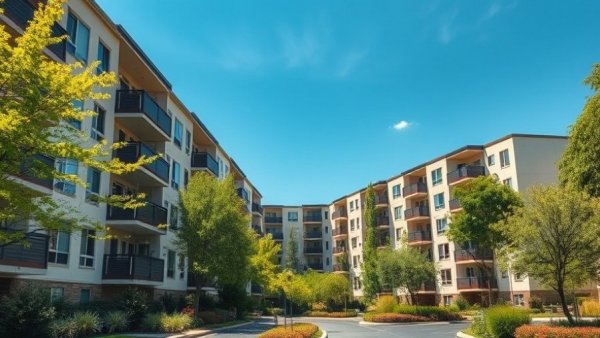Suburban Denver apartment complex amidst greenery, denver business news.