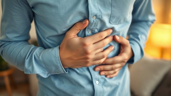 Person holding stomach to relieve constipation caused by Ozempic.