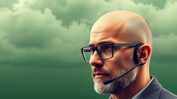 Stylish portrait of a man with glasses in green gradient, taken during Gemini 3 Release discussion.