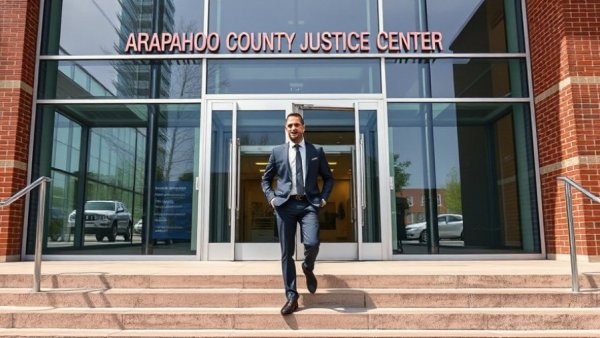 Arapahoe County Justice Center entrance captured for Denver local news.