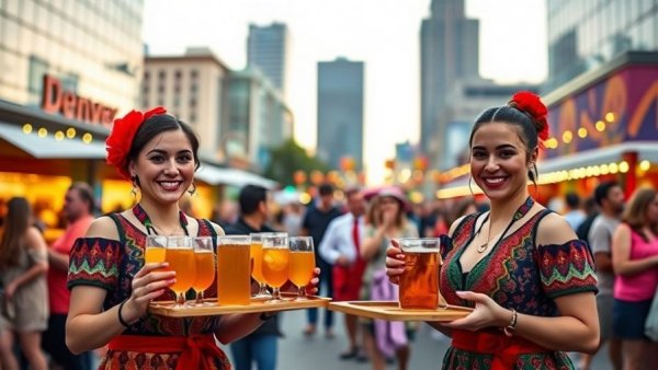 Festive gathering at Thanksgiving in Denver, women in traditional attire.