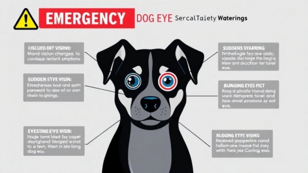 Infographic on emergency dog eye warning signs for 'how to care for your dog's eyes'.