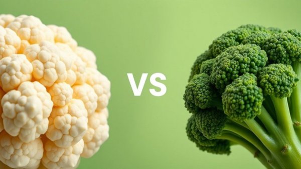 Comparison of cauliflower and broccoli showcasing nutritional differences.