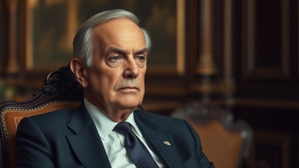 US halts asylum claim decisions; serious man in suit sitting.