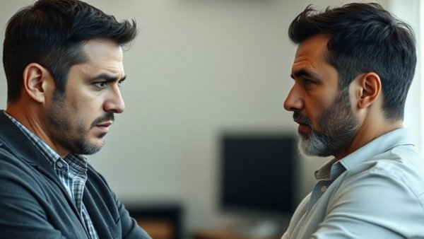 Two men in intense discussion during Ukraine peace talks.