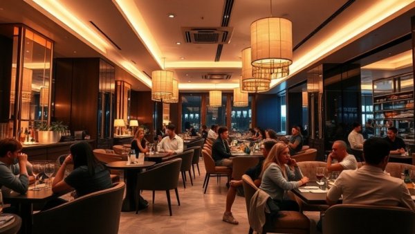 Elegant Chase Sapphire Lounge in Las Vegas with relaxed patrons.