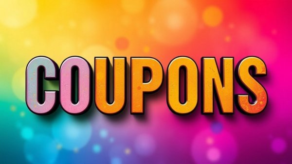 Bold colorful text 'COUPONS' for Nomad Goods promo code 25% off