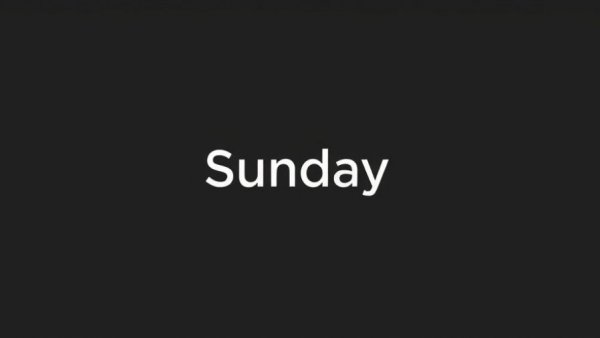 Minimalist 'Sunday' text design on black background for entertainment in Denver.