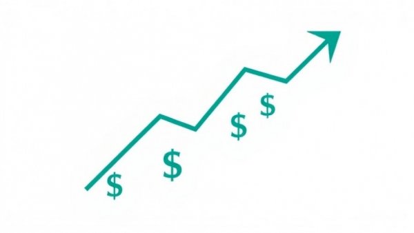 Minimalist graphic of falling mortgage rates with financial symbols.