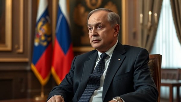 Russia Donbas control discussion in official setting with flag.