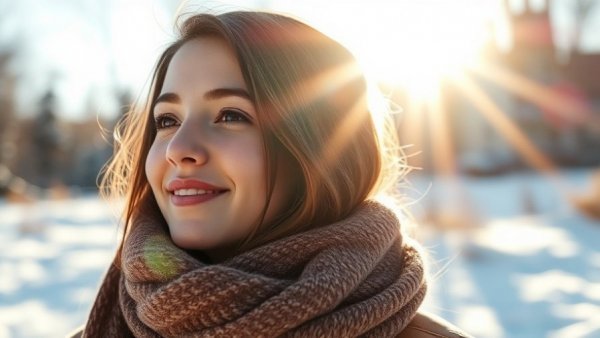 Woman in winter sunlight, illustrating common causes of vitamin D deficiency.