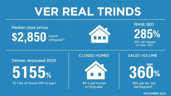 Infographic on Denver real estate winter slowdown, November 2025 figures.