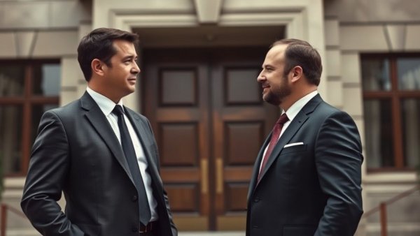 Zelensky Downing Street Talks: Two men in formal discussion outdoors.