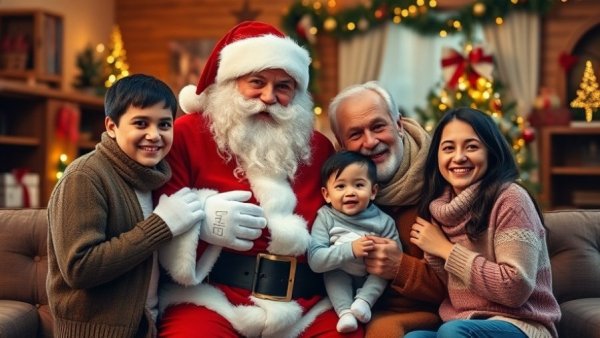 Santa Claus with family at Denver holiday event.