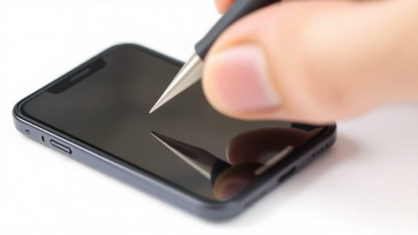 iFixit tool repairing smartphone with hand, close-up.