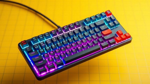 Futuristic mechanical keyboards and switches, vibrant design for 2025.