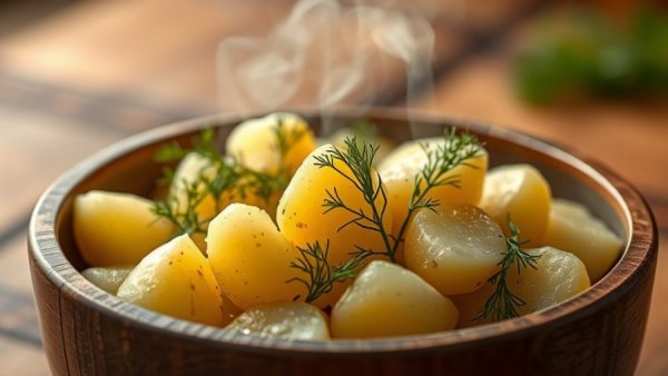 Delicious boiled potatoes with dill demonstrating healthy cooking methods for blood sugar.