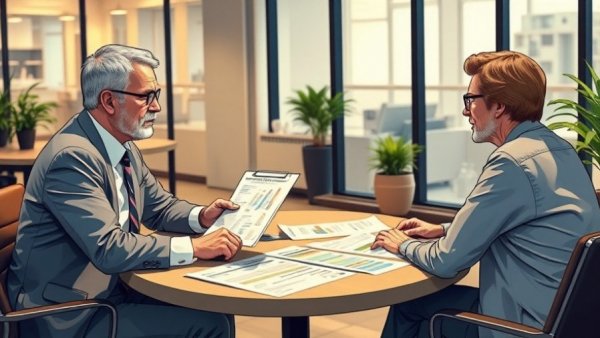 Couple consulting a financial planner for retirement advice.