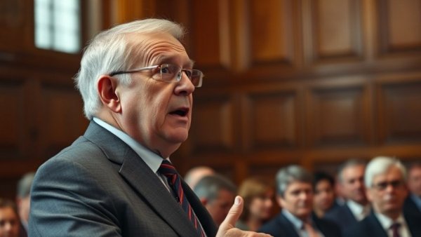 Elderly man speaks passionately in a formal setting, Denver local news.