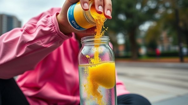 Preparing pre-workout drink outdoors, highlighting potential serious side effects.