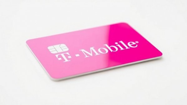 Glossy T-Mobile credit card on a white background.