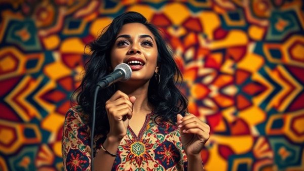 AI data centers water use discussion by animated speaker, colorful backdrop.