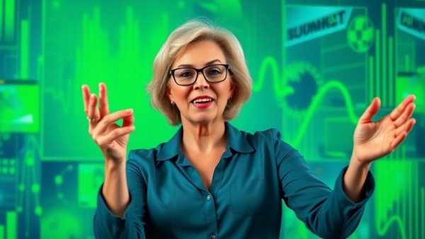 Lisa Su leadership in technology, confident leader in a dynamic tech setting.