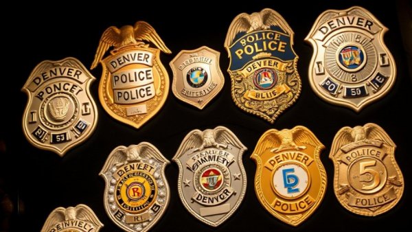 Denver News: Collection of Denver Police badges on display.