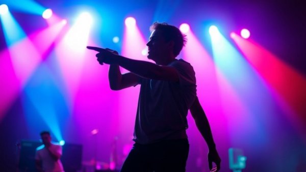 Dynamic performer silhouette at Après at the Amp Vail concert.