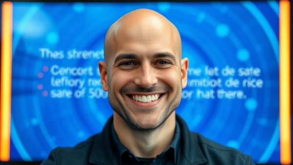 Vibrant video thumbnail on startup hiring practices featuring smiling bald man.