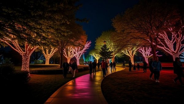 Vancouver BC events, park illuminated by vibrant holiday lights.
