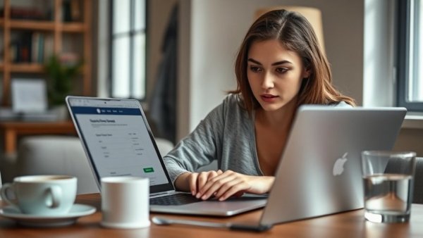 Woman using laptop for online donation, charitable giving deadlines 2025.