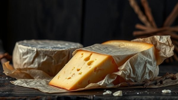 Rustic high-fat cheese wrapped in paper, representing dementia risk discussion.